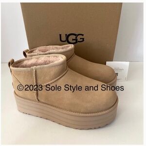 UGG Classic Ultra Mini Platform Boots Driftwood Size 9